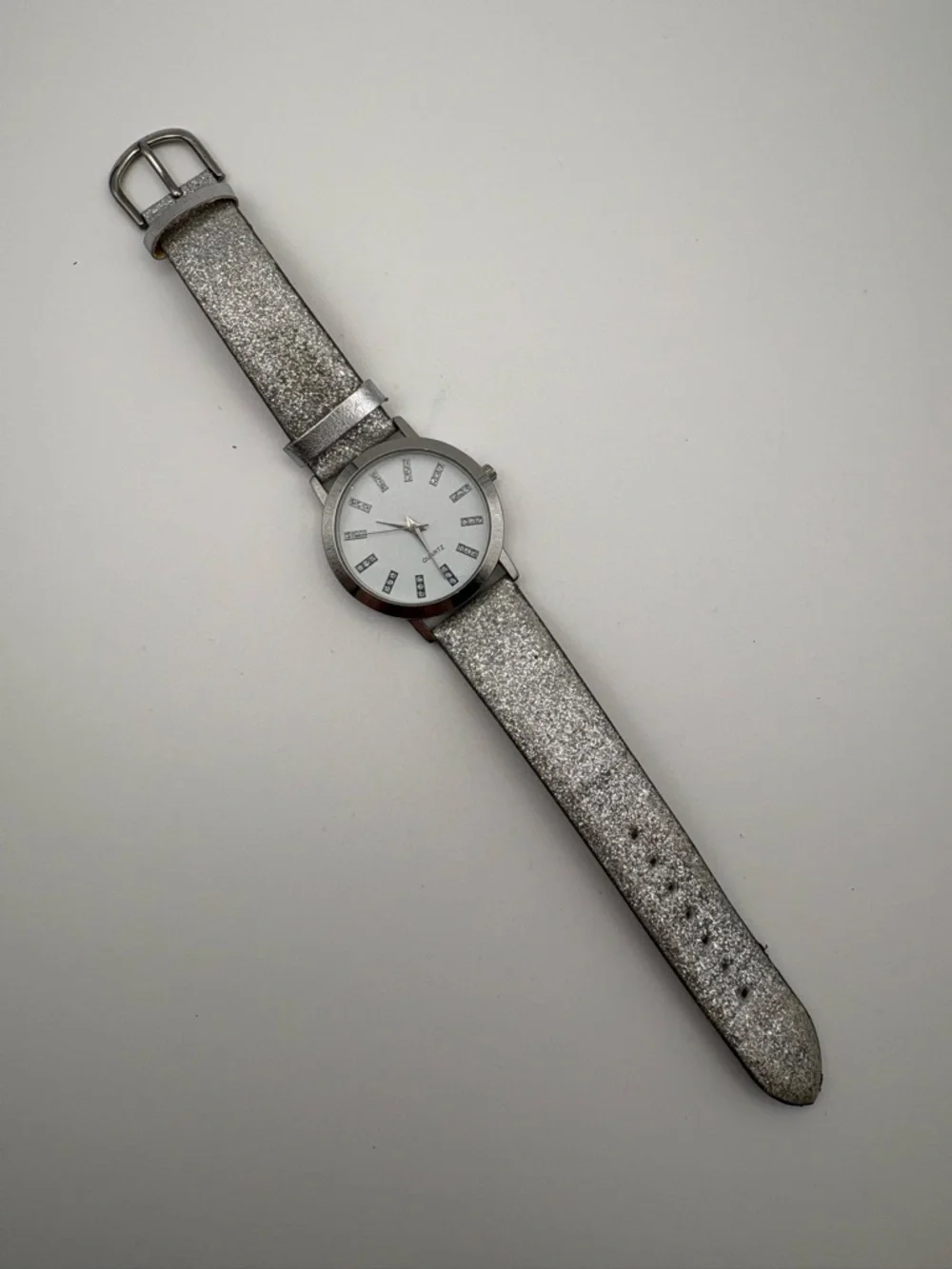 Silver‎ Sparkly Glitter Strap Crystal Dial Watch